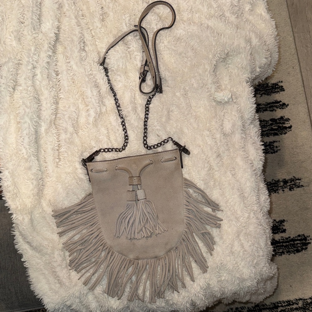Rebecca Minkoff Fringe Tassel Gray Cross Body Bag